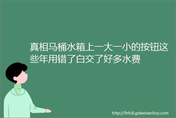 真相马桶水箱上一大一小的按钮这些年用错了白交了好多水费