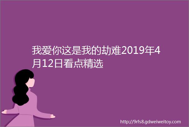 我爱你这是我的劫难2019年4月12日看点精选