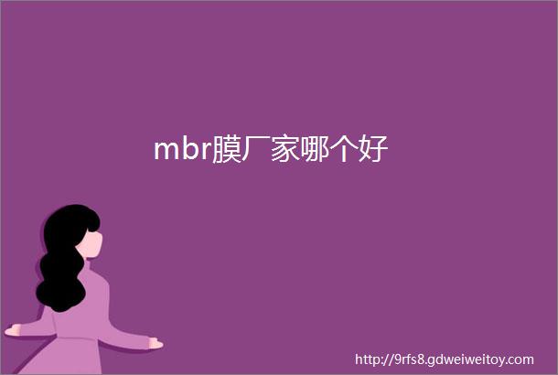 mbr膜厂家哪个好