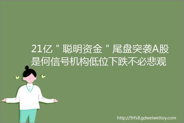 21亿＂聪明资金＂尾盘突袭A股是何信号机构低位下跌不必悲观