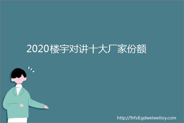 2020楼宇对讲十大厂家份额